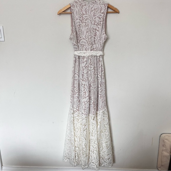 Le Château Cream Lace Midi Dress Sz 6 NWT Romantic High Low Bridal Cottagecore - Picture 8 of 13